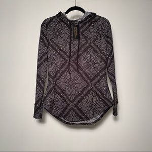 Cozy NEW hoodie Infinite Performance Paisley Pattern Grey and Black Soft Hoodie